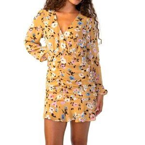 Sanctuary Women's Dreamer Floral-Print Ruched Mini Dress -Cafe Floral size 6